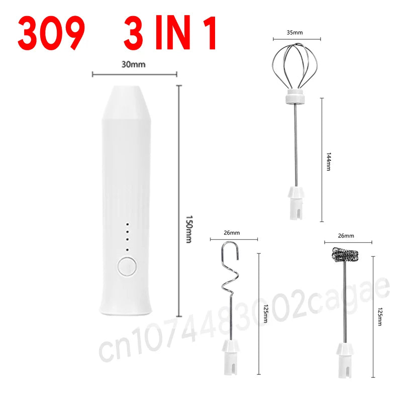 UPGRADED Electric Coffee Frother/MILK Whisk+Egg Beater MINI Food Blender USB Rechargeable Handheld Three Speeds Espresso Tools