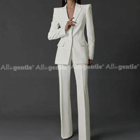 Allingentle Women Pants Suits Long Sleeve Regular Fit Single Button 2 Piece Set for Party - Top Women's Fashion Suit Customized
