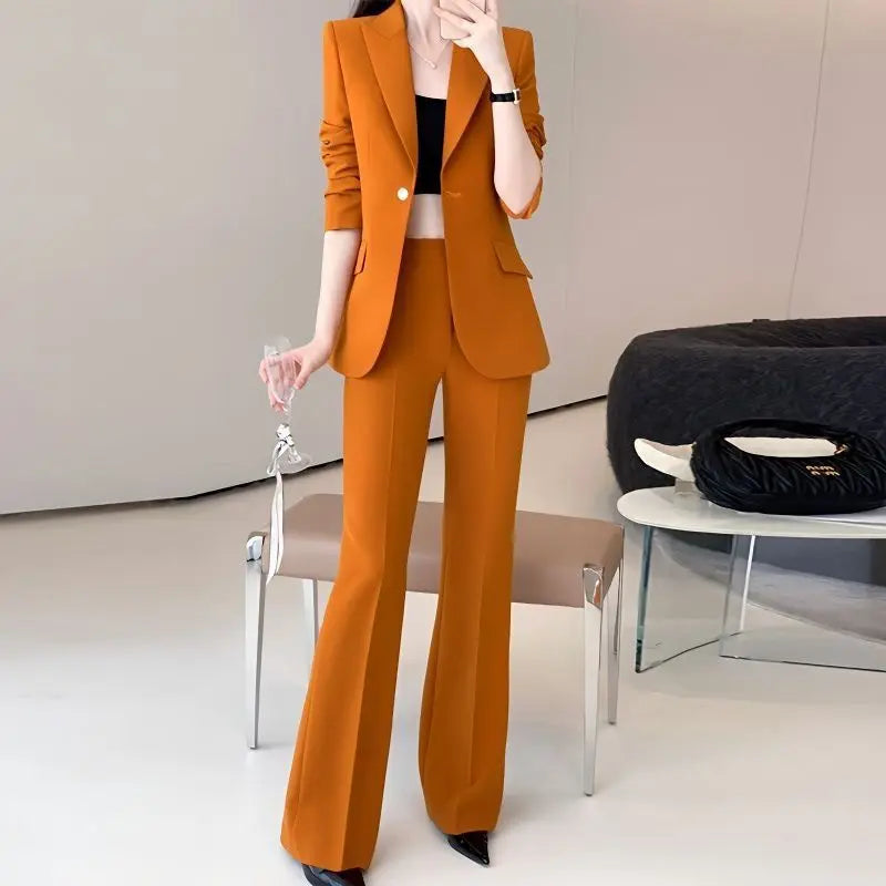 Women's 2025 Autumn New Fashion Professional Suit Jacket Pants Two Piece Korean Elegant Casual Blazer Coat Trousers Matching Set