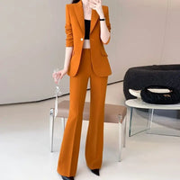 Women's 2025 Autumn New Fashion Professional Suit Jacket Pants Two Piece Korean Elegant Casual Blazer Coat Trousers Matching Set