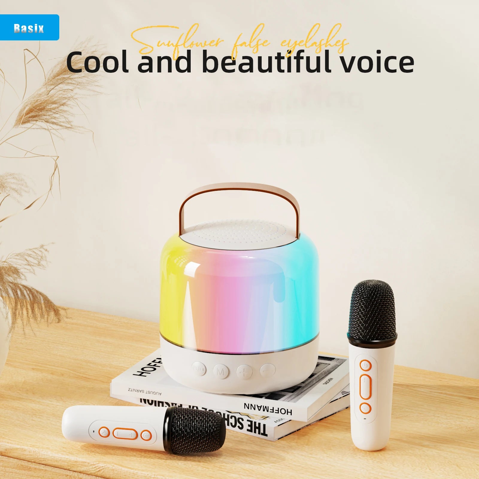 speakers microphone 5.3 bluetooth wireless Speakers with Mic Adjustable LED Lights Karaoke Machine  Wireless Karaoke Speaker