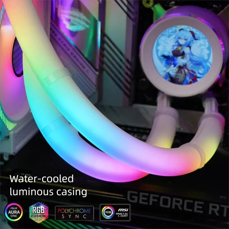 5V ARGB LED Neon Tube Light Strip Cover Sleeve Flexible For Gaming PC AIO CPU Water Liquid Cooler Modding