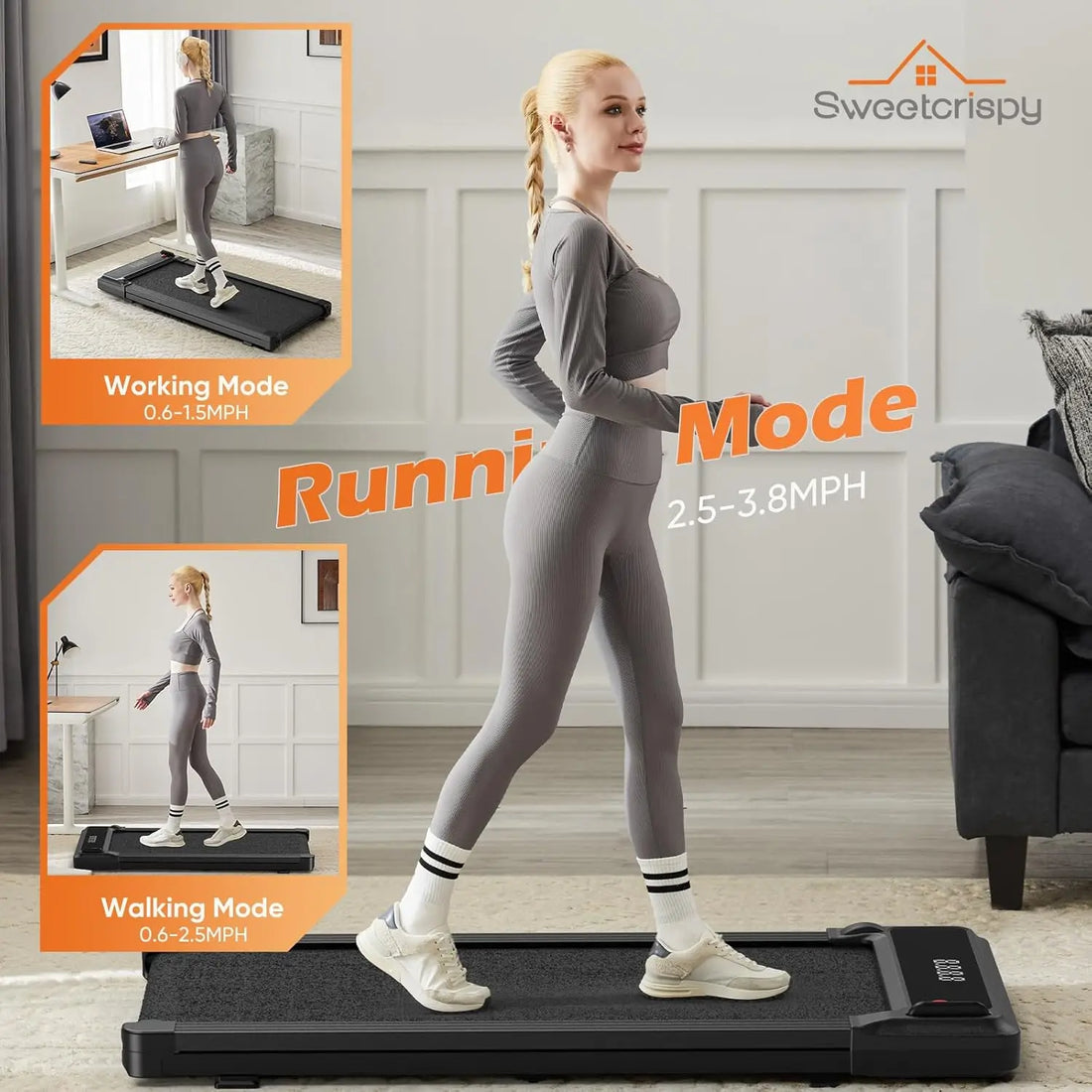 Compact Treadmill for Small Spaces, Quiet Under-Desk Walking Pad, Slim & Portable Design for Home