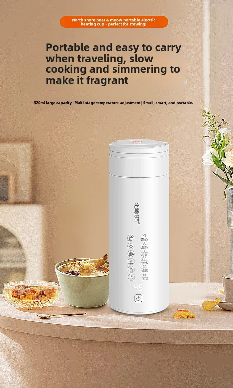 2026 New Boiling Cup 304/316 Stainless Steel Small Portable Boiling Water Stewing Health Cup Electric Heating Cup
