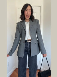 Women's Jacket New Outerwear V-Neck Three-Button Blazer Woman Tailored Formal Outerwears Waist Cincher Suit Woman Clothes Wear