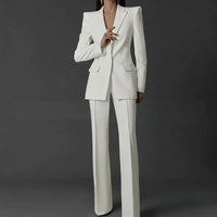 Allingentle Women Pants Suits Long Sleeve Regular Fit Single Button 2 Piece Set for Party - Top Women's Fashion Suit Customized