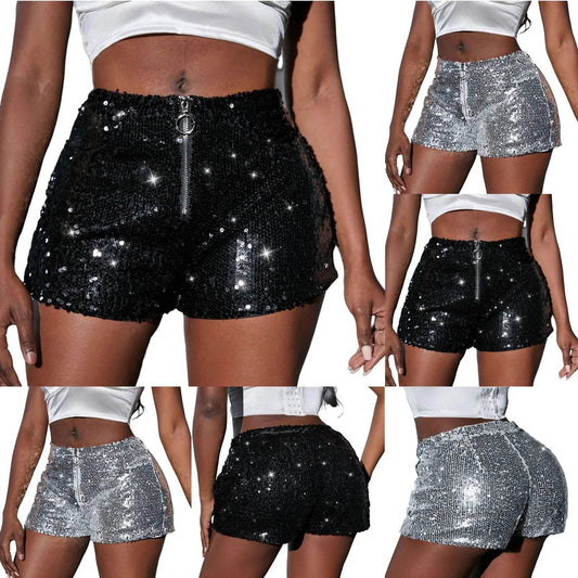 Sequin Shorts Sexy Clubwear Holiday Festival Low Waist Skinny Hot Pants Women High Street Casual Booty Shorts Chic Y2k Bottoms