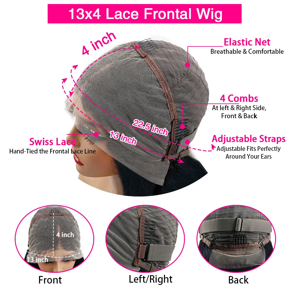 Deep Wave Wigs Human Hair 13x4 HD Transparent Lace 13x6 Full Frontal Wigs Natural color Curly Wigs For Women 220% Density