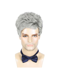 Men Wigs Short Silver Gray Wig Synthetic Heat Resistant Natural Halloween Cosplay Hair Wig