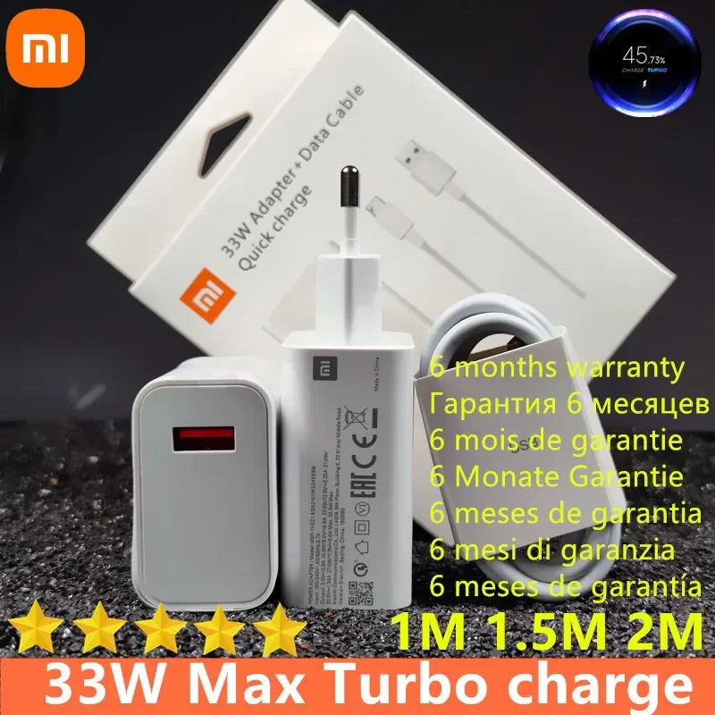 Original Xiaomi 33w Charger EU US Adapter Turbo Fast Charge For Mi 12 5G 11 Ultra Redmi A2+ Note 13R 12R Poco X5 X4 M5S C55 C50