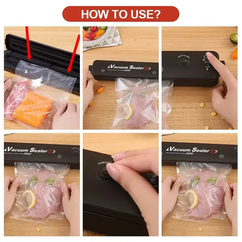 2024 NEW Food Vacuum Sealer Packaging Machine with Free 10pcs Vacuum bags Household Kitchen Food Vacuum Sealing