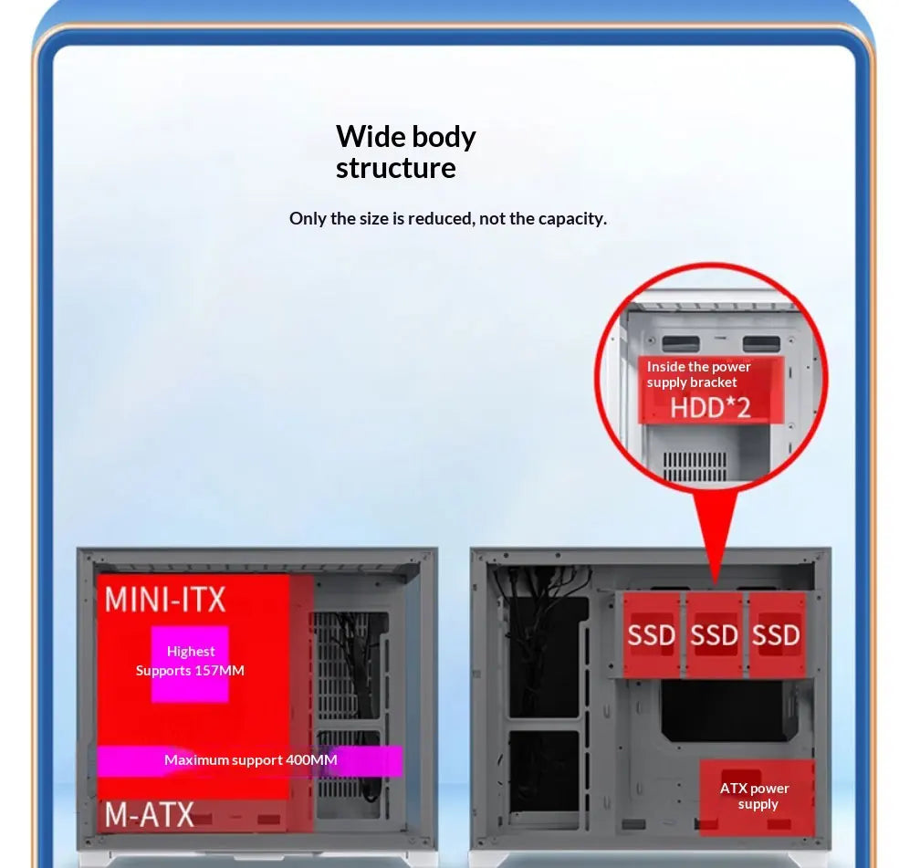 WJCOOLMAN Lonely Warrior Full-View Edition Sea View Room Computer Case Supports 360 Water Cooling / M-ATX Motherboard