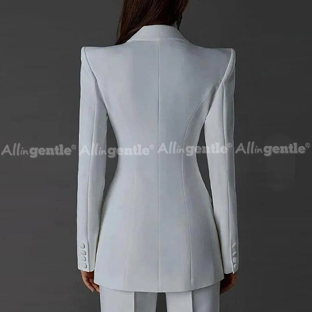 Allingentle Women Pants Suits Long Sleeve Regular Fit Single Button 2 Piece Set for Party - Top Women's Fashion Suit Customized