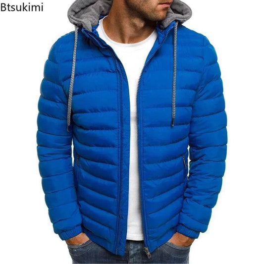 New Autumn Winter Men's Parkas Solid Hooded Cotton Coat Jacket Casual Warm Clothes Mens Overcoat Streetwear Puffer Jacket Male