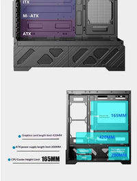 WJCOOLMAN Qianxi ATX computer case with 360 water cooling, ATX motherboard, digital display screen, scenic room