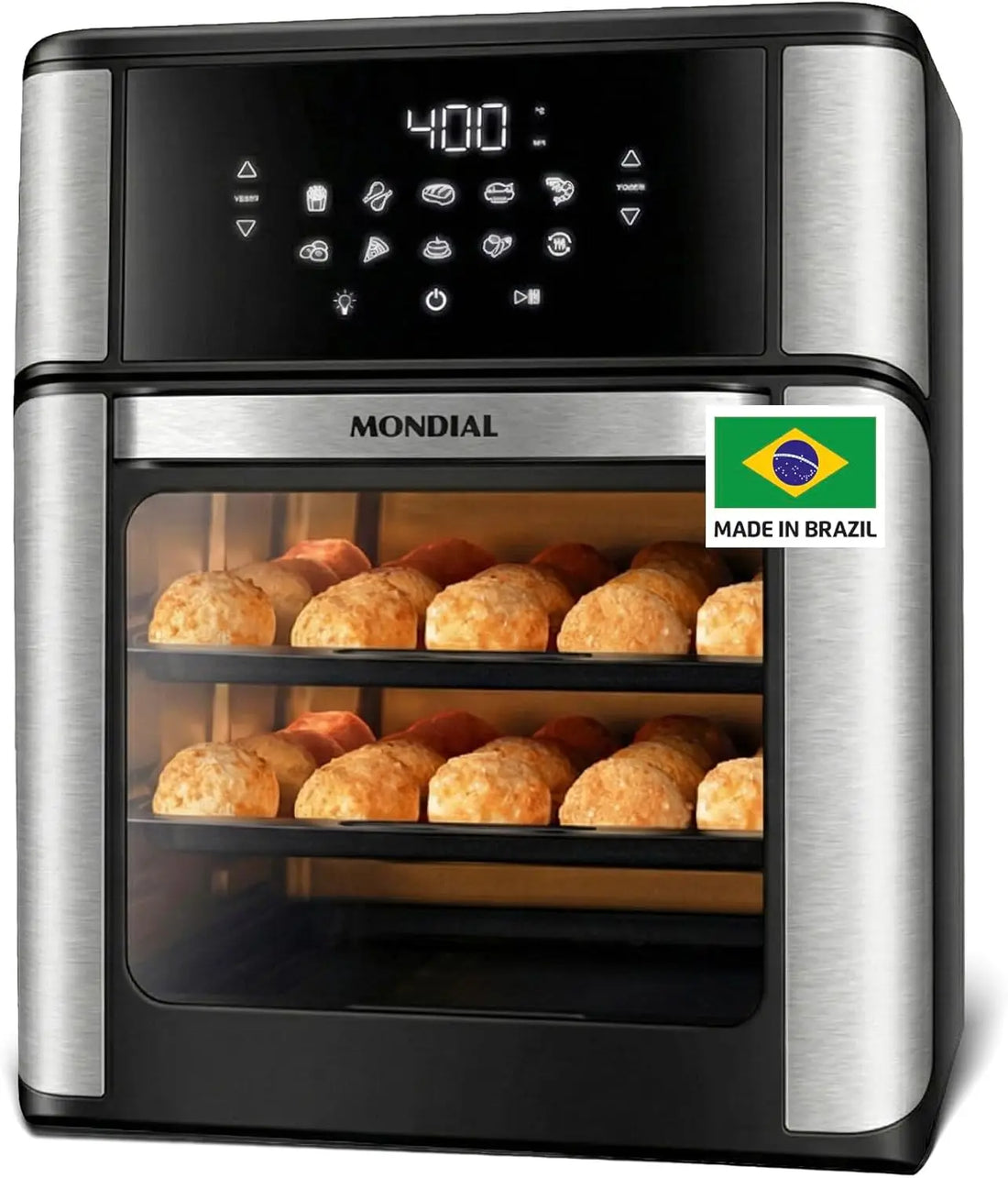 Kitchen Cooking with 1800W Air Fryer Oven, 12.7QT Capacity, Black & Stainless Steel, Touchscreen Panel, Automatic Shut-Off