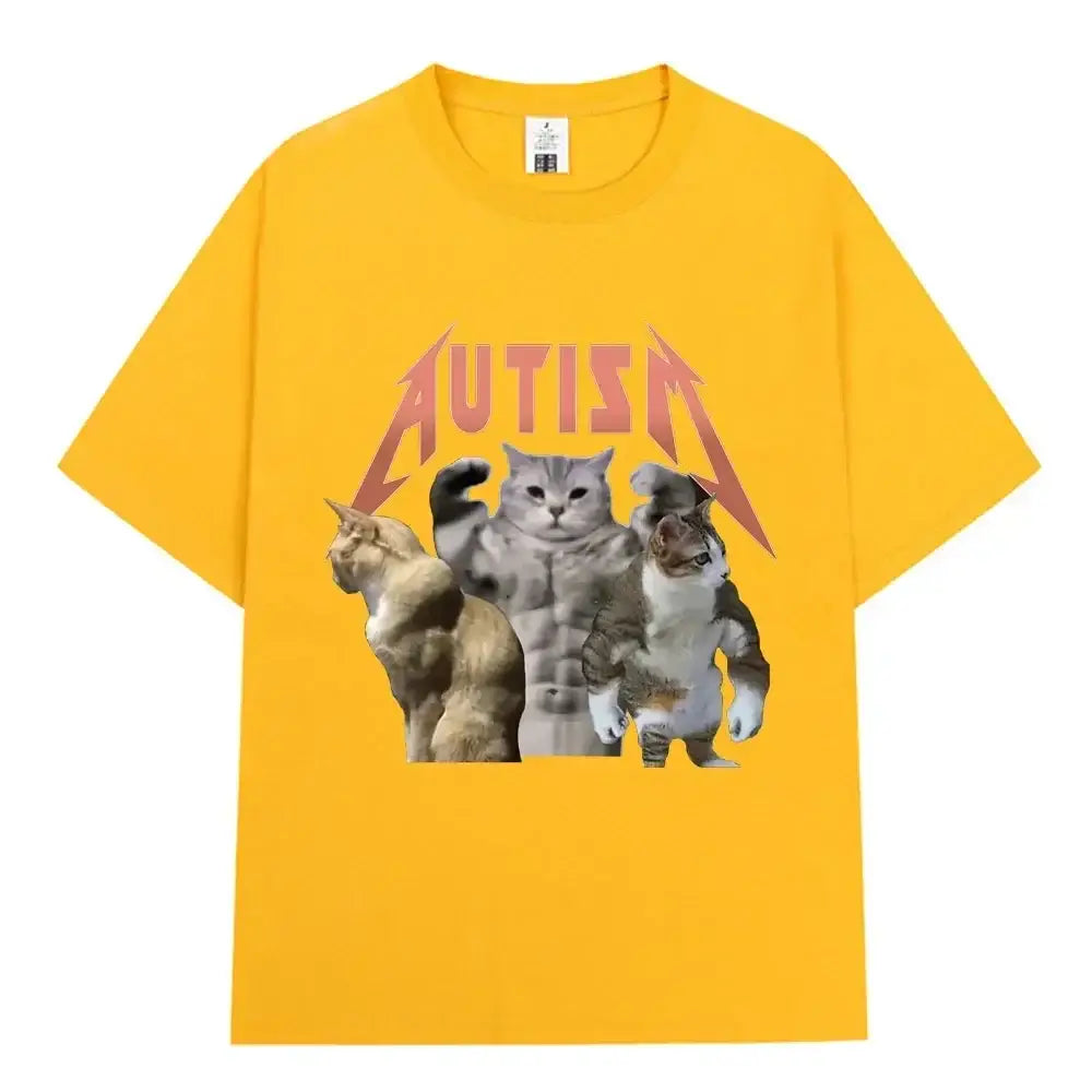 Buff Cats Autism Memory T-shirt Fitness Gym Fashion Hip Hop Short Sleeve T Women’s Summer Comfortable T-shirt