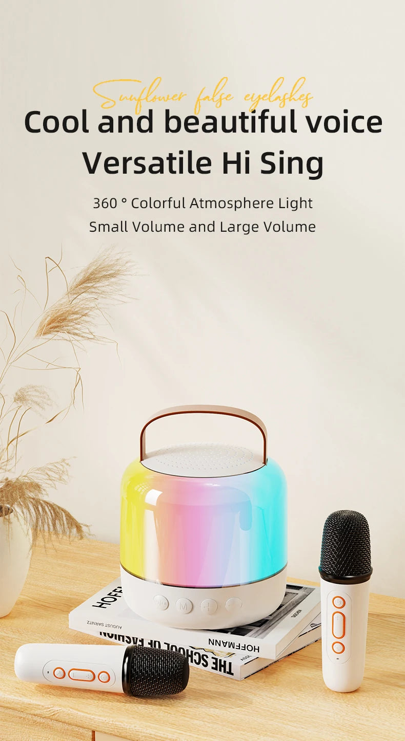 speakers microphone 5.3 bluetooth wireless Speakers with Mic Adjustable LED Lights Karaoke Machine  Wireless Karaoke Speaker