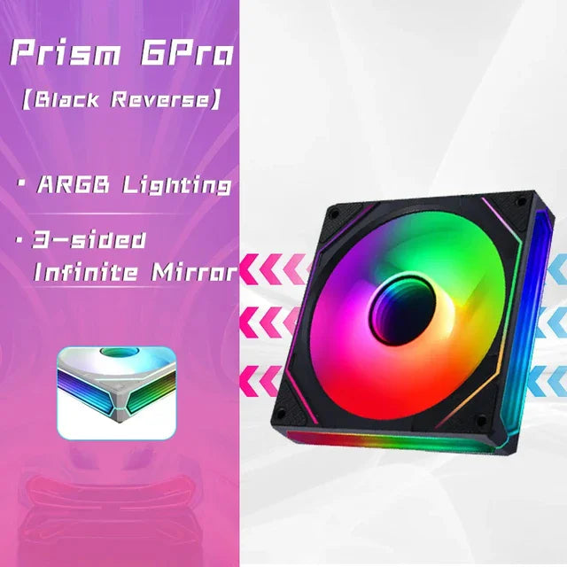 ICE Whale Prism 6PRO ARGB PC Case Fan 120mm 3-sided Infinite Mirror Motherboard Lighting Sync 4PIN PWM CPU Cooler ventilador