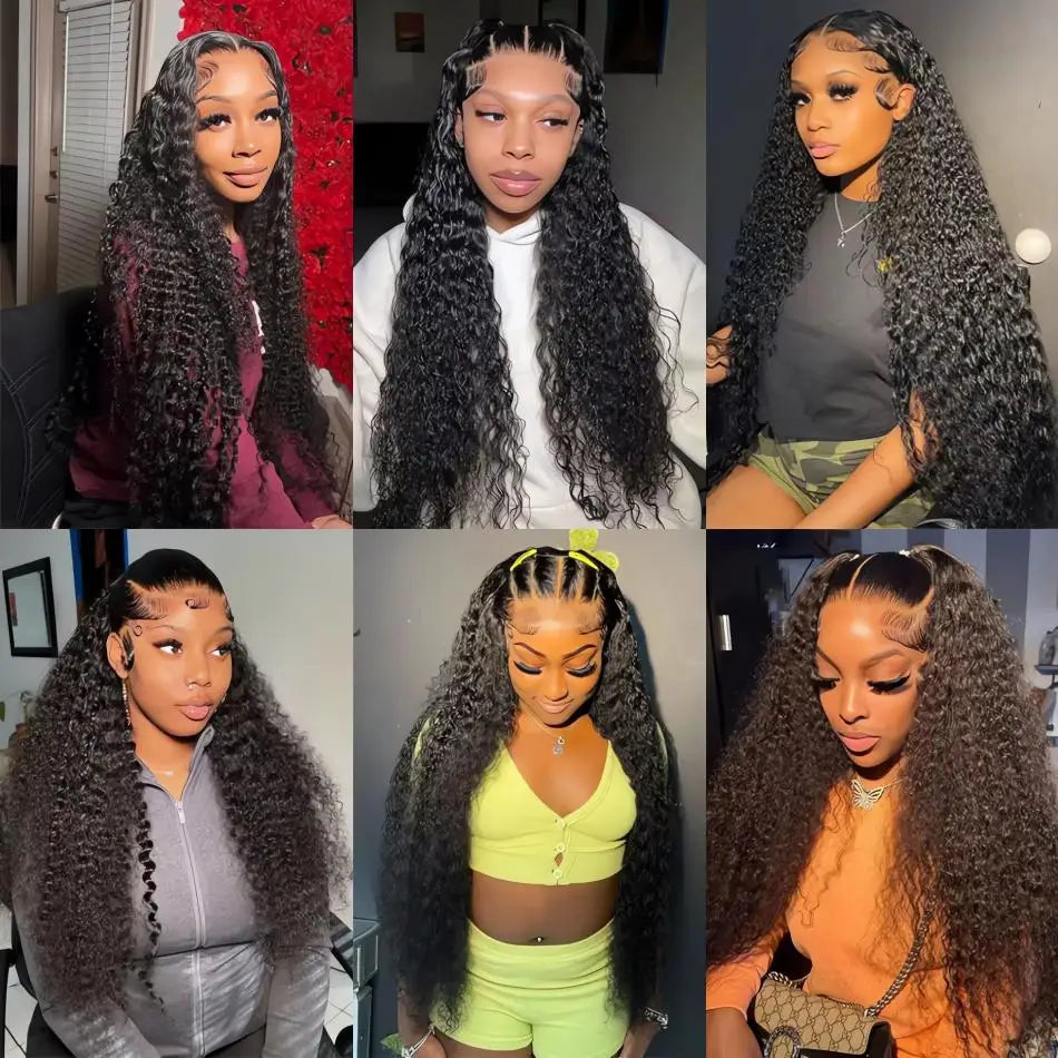 13x6 HD Loose Deep Wave Lace Frontal Wig Brazilian 13x4 Water Curly Human Hair 200% Density Preplucked Wigs 40 30 Inch For Women