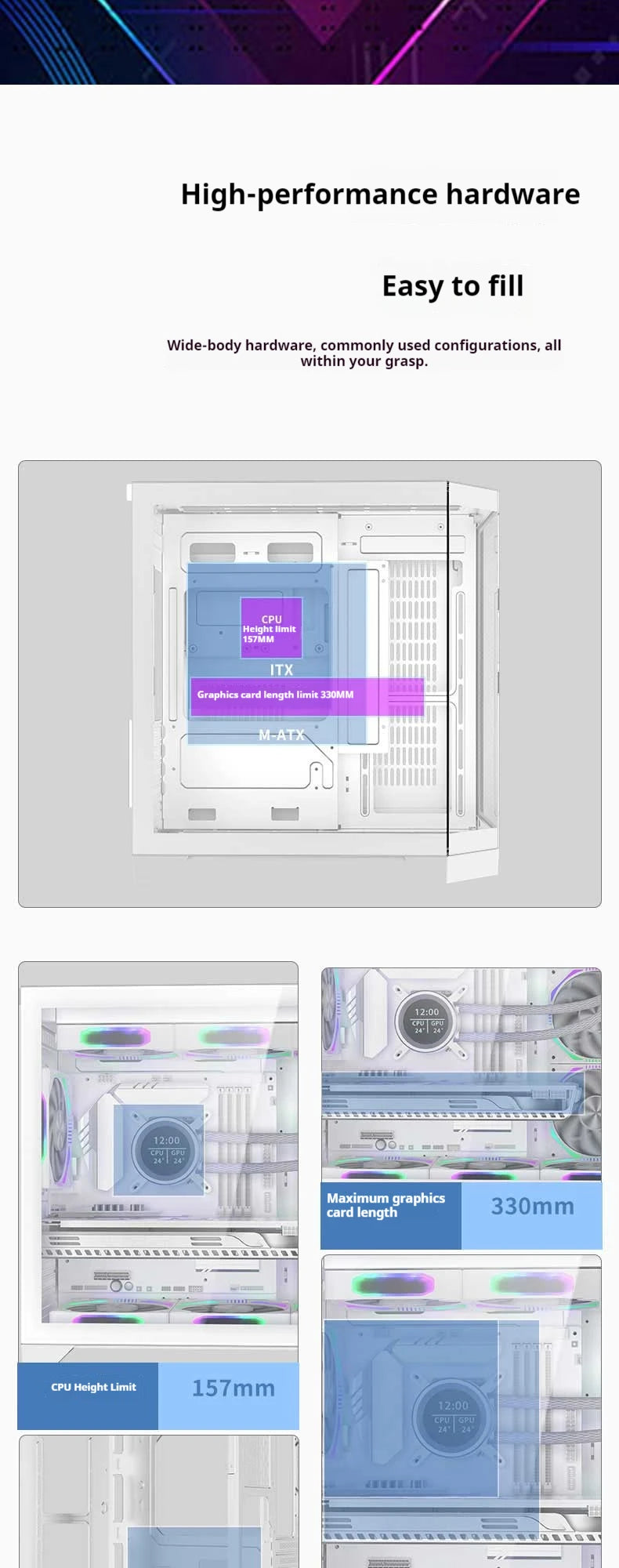 WJCOOLMAN Dreamer Mini PC case M-ATX/ITX Three Sided Glass sea view room 240 water cooler Desktop computer case gabinetes gamer