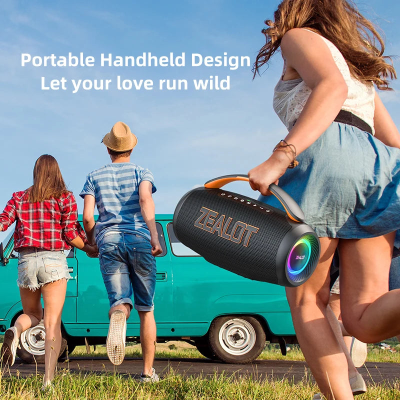 Zealot-P12 Speaker 60W Portable Bluetooth Speaker with IPX6 Waterproof, Comfortable handle,Controllable lighting,TF,USB
