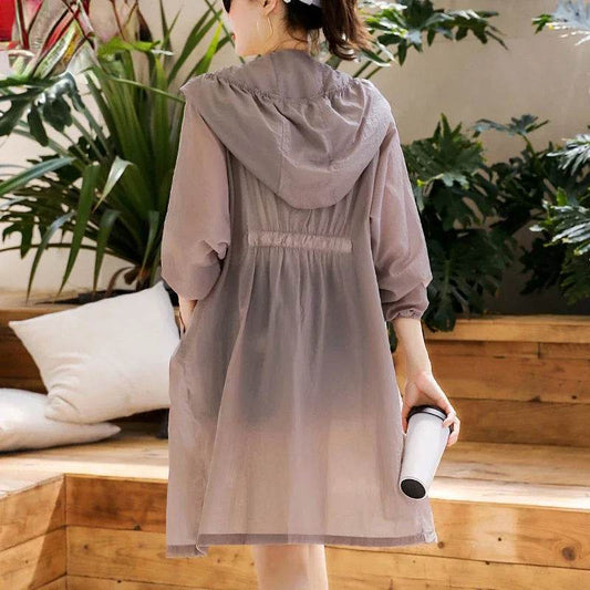 Women's Long Hooded Jacket Sun Protection Clothing Summer Autumn Thin Coat Sportswear Korean Fashion Free Shipping Wholesale New