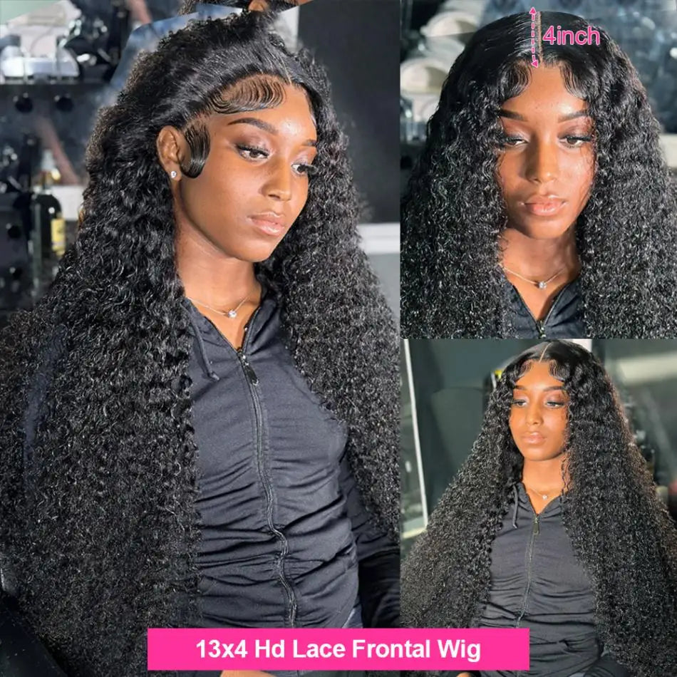 13x6 HD Loose Deep Wave Lace Frontal Wig Brazilian 13x4 Water Curly Human Hair 200% Density Preplucked Wigs 40 30 Inch For Women