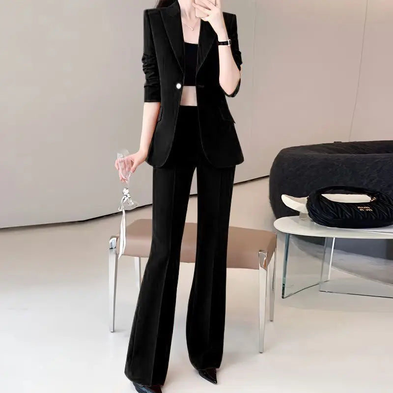 Women's 2025 Autumn New Fashion Professional Suit Jacket Pants Two Piece Korean Elegant Casual Blazer Coat Trousers Matching Set