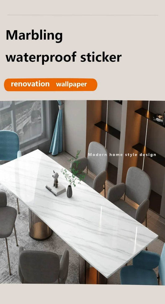 1M Marble Pattern Self Adhesive Bathroom Tile Floor Waterproof PVC Cabinet Wallpaper Oil Proof Kitchen Furniture Wall Stickers