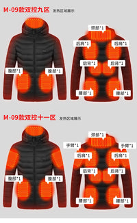 31 Areas Smart Switch USB Electric Heated Jacket Men Women Heated Jacket Waterproof Polyester Thermal Jacket Long Johns Winter