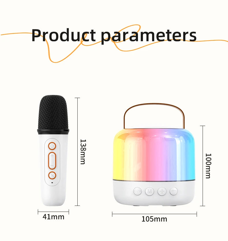 speakers microphone 5.3 bluetooth wireless Speakers with Mic Adjustable LED Lights Karaoke Machine  Wireless Karaoke Speaker