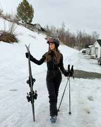 Fashion Women Slim Black Stand Collar Skiwear Chic Full Sleeve Waist Cinching High Waist Jumpsuits 2026 Lady Classic Bodysuit