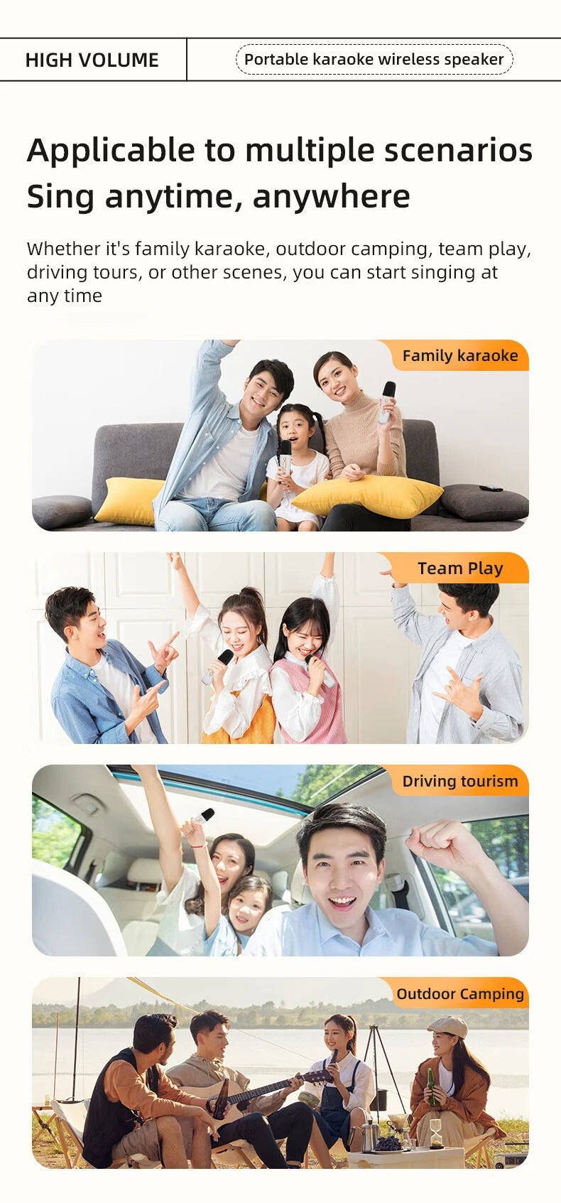 speakers microphone 5.3 bluetooth wireless Speakers with Mic Adjustable LED Lights Karaoke Machine  Wireless Karaoke Speaker