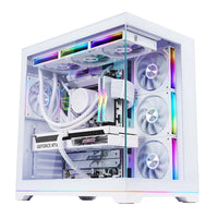 PLUS Rainbow Version White, Panoramic Version Sea View Room Computer Case (360 Water Cooling/ATX Main Board /ARGB Light Bar