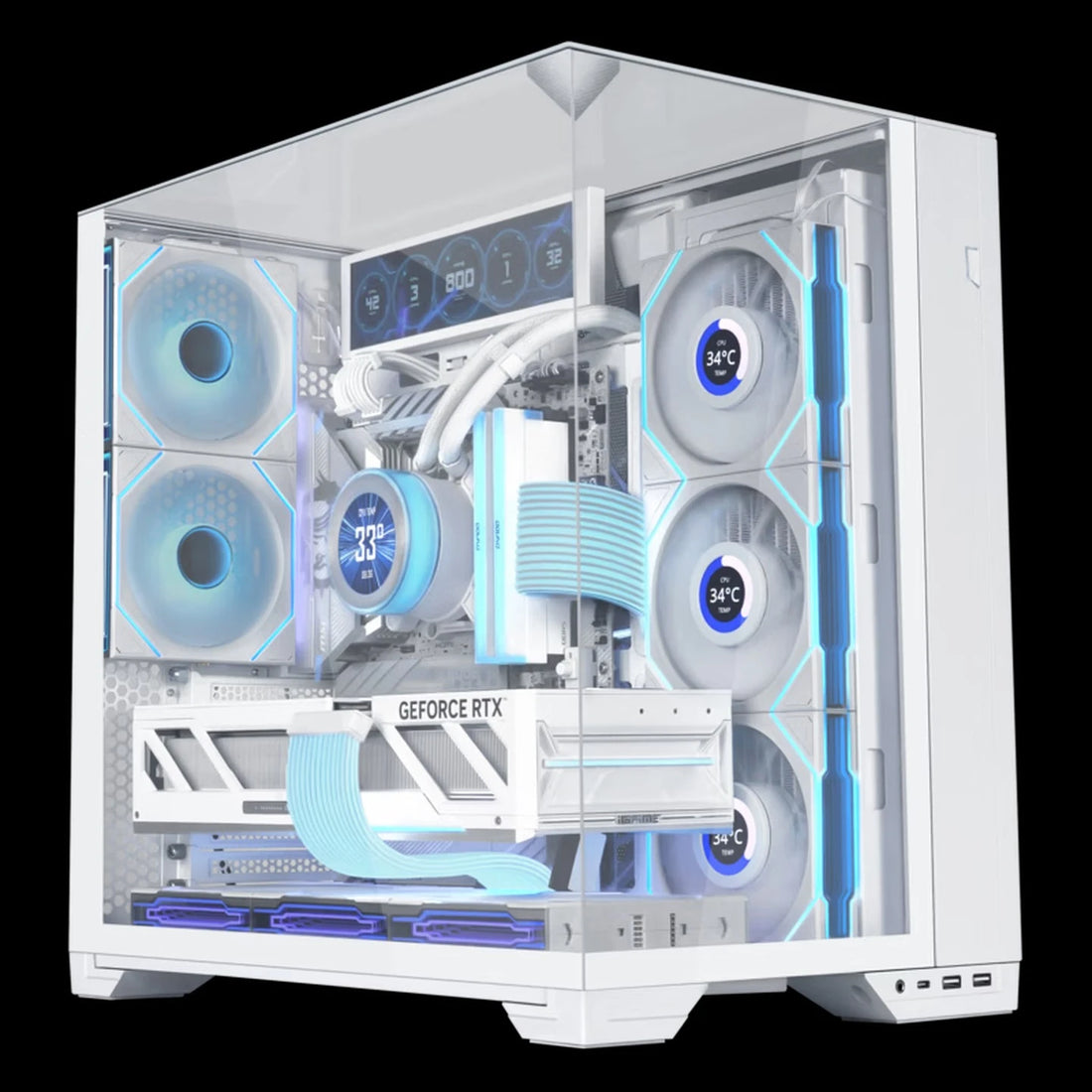 Ocean View Room Desktop Computer Case, White/Three-Sided Glass/Medium Tower Case/ATX