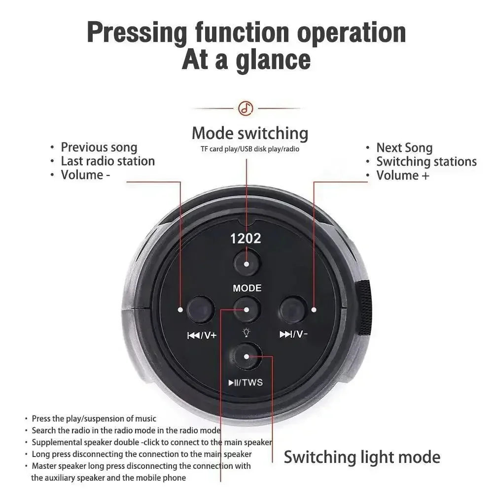 S12 Wireless Bluetooth Speaker Powerful Portable Subwoofer with LED Lights Car Audio Bass MP3 Player Sound System