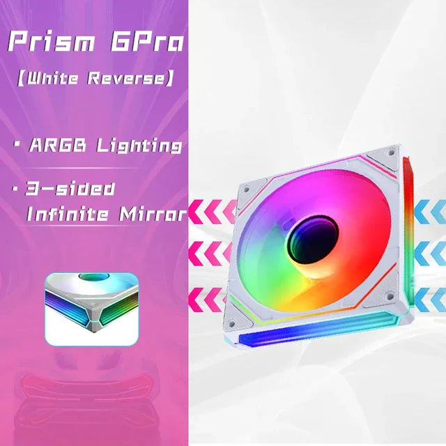 ICE Whale Prism 6PRO ARGB PC Case Fan 120mm 3-sided Infinite Mirror Motherboard Lighting Sync 4PIN PWM CPU Cooler ventilador