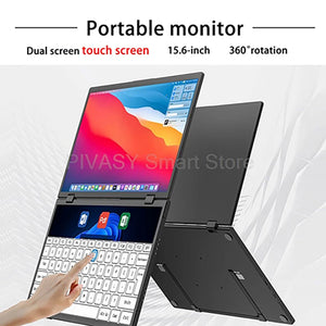 15.6 Inch Touch Dual Screen Portable Monitor Switch Gaming Office Host Extension Screen PC Secondary Display 360° Rotation 60Hz