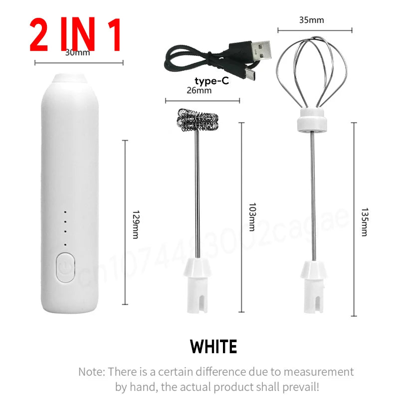 UPGRADED Electric Coffee Frother/MILK Whisk+Egg Beater MINI Food Blender USB Rechargeable Handheld Three Speeds Espresso Tools