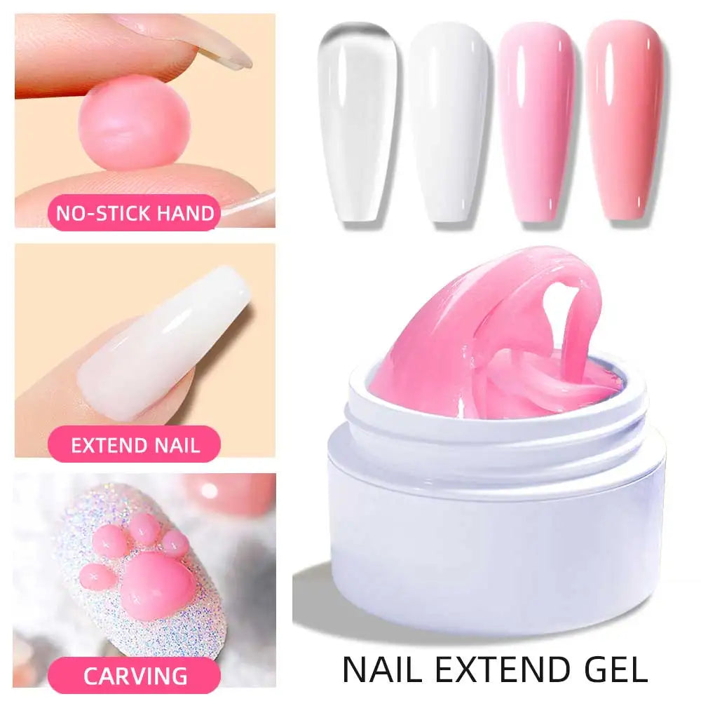 5/15ml Clear Non-Stick Hand Extension Gel Nail Polish 3D Shaping/Sculpting/Carving UV/LED Gel Milky Jelly Hard Gel Manicure DIY