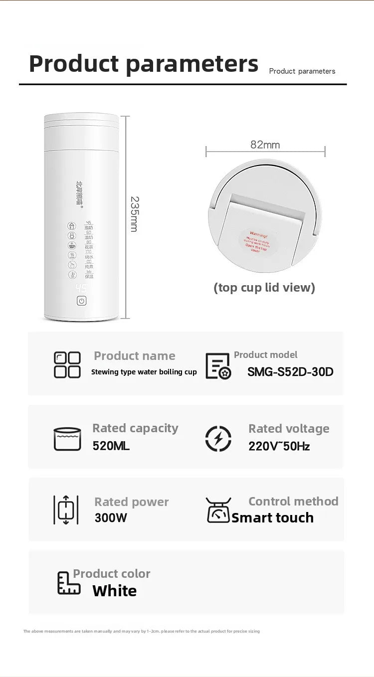 2026 New Boiling Cup 304/316 Stainless Steel Small Portable Boiling Water Stewing Health Cup Electric Heating Cup