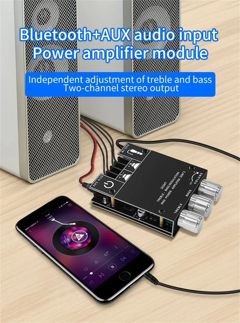 ZK-502MT 2X50W Bass AMP Bluetooth 5.0 Subwoofer Amplifier Board Channel High Power Audio Stereo Amplifier Power Subwoofer Board