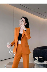 Women's 2025 Autumn New Fashion Professional Suit Jacket Pants Two Piece Korean Elegant Casual Blazer Coat Trousers Matching Set