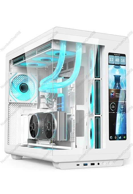 CH1+ for  ATX PC Case - Tempered Glass Digital Display Sea View 360 Water Cooling High Airflow