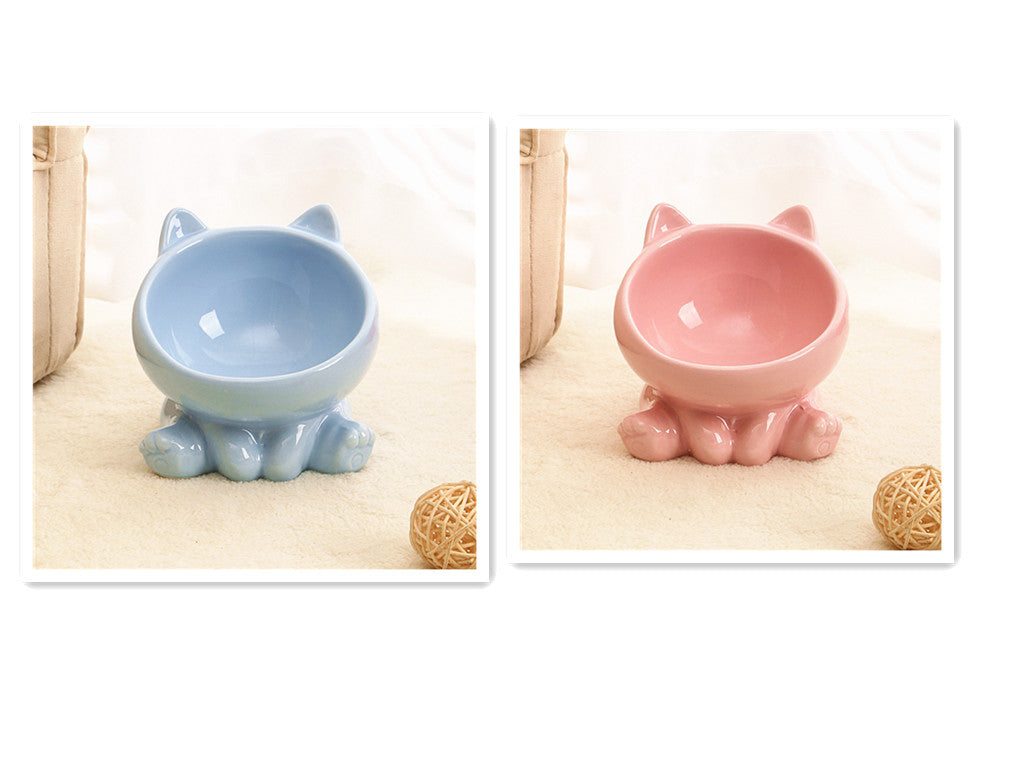 Ceramic Cat Bowl Cat Bowl Cat Food Bowl Neck Guard Oblique Mouth Dog Bowl Pet Bowl null