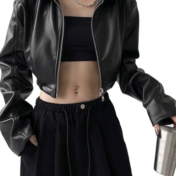 American-style Vintage Long-sleeve Lapel Leather Jacket