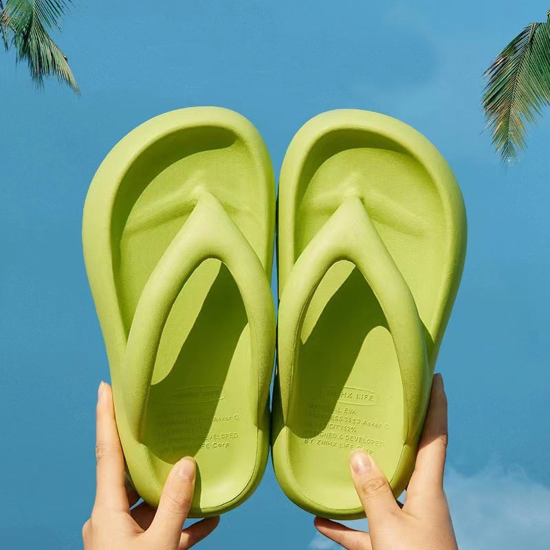 Solid Color Thick-soled Flip-flops Summer Indoor Outdoor Fashion Thong Sandals Casual Holiday Beach Shoes null