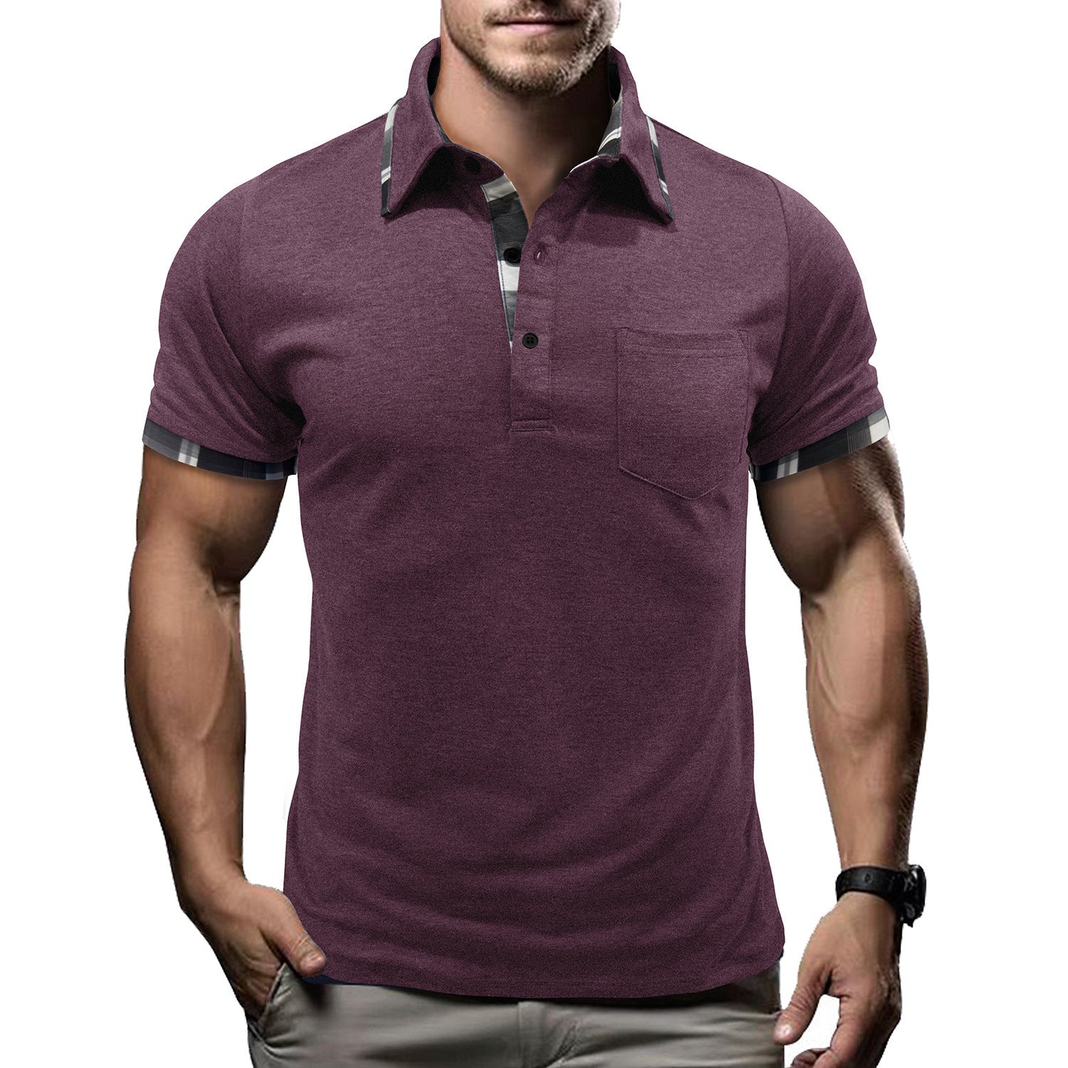 Men's Plaid Short-sleeved T-shirt