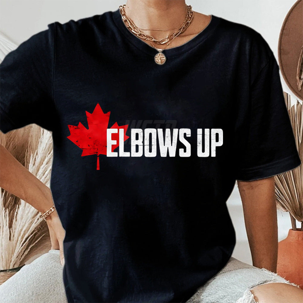 Elbowa Up Canada Printed Loose Short Sleeve Sports Breathable